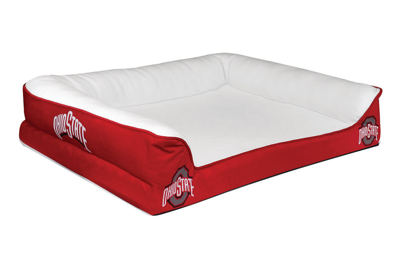 Ohio State Flat Dog Bed 36x27 – Plush Washable Crate Mattress for Medium & Large Dogs – Cozy Sofa Cushion with Removable Cover, Non-Slip Bottom & Team Licensed Design for Indoor Use