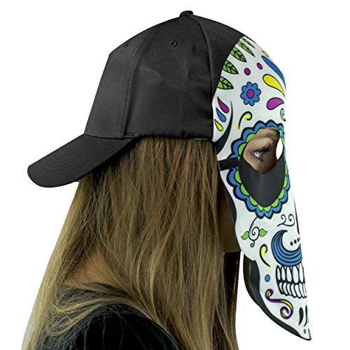 Sugar Skull Fan Mask for Day of the Dead, Día de los Muertos Parties Maccabi Art (Multicolor)