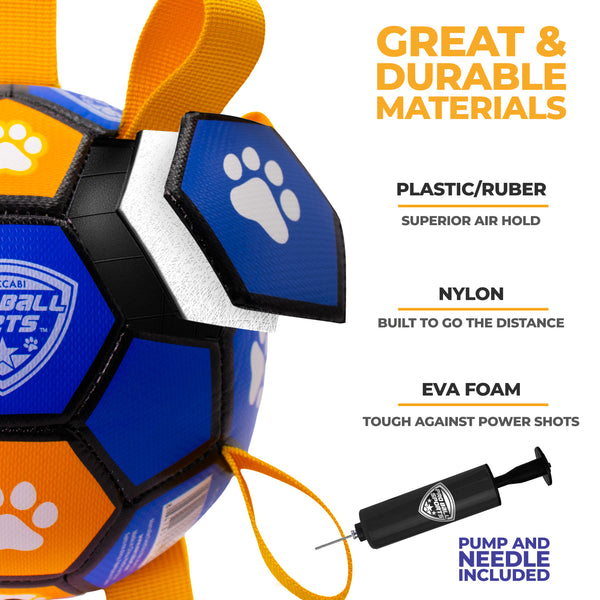 Pro Ball Pets Dog Soccer Ball with Grab Tabs, Size 2, 6 inches, Blue/Orange - 1213
