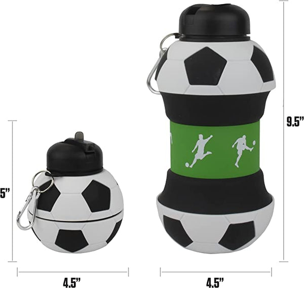 Collapsible Silicone Soccer Ball Water Bottle Maccabi Art, 1 Liter