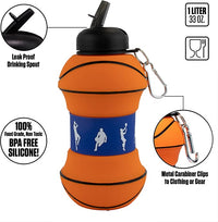 Collapsible Silicone Basketball Water Bottle Maccabi Art, 1 Liter