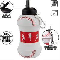 Collapsible Silicone Baseball Water Bottle Maccabi Art, 1 Liter