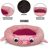 Maccabi Art Pig- Round Bolster Cuddle Pet Bed- Medium 24"