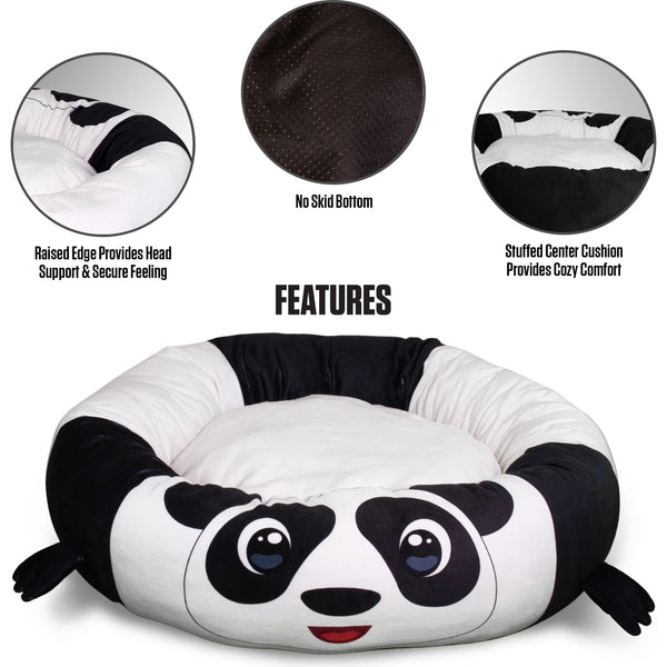 Maccabi Art Panda- Round Bolster Cuddle Pet Bed- Medium 24"