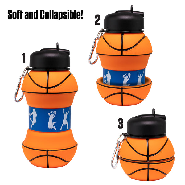 Collapsible Silicone Basketball Water Bottle Maccabi Art, 500 ml.