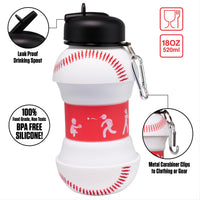 Collapsible Silicone Baseball Water Bottle Maccabi Art, 500ml.