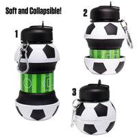 Collapsible Silicone Soccer Ball Water Bottle Maccabi Art, 500 ml.