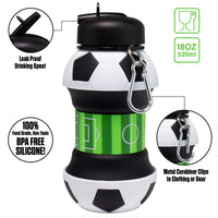 Collapsible Silicone Soccer Ball Water Bottle Maccabi Art, 500 ml.