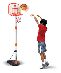 2-in-1 Electronic Portable Basketball Hoop for Kids with Dartboard